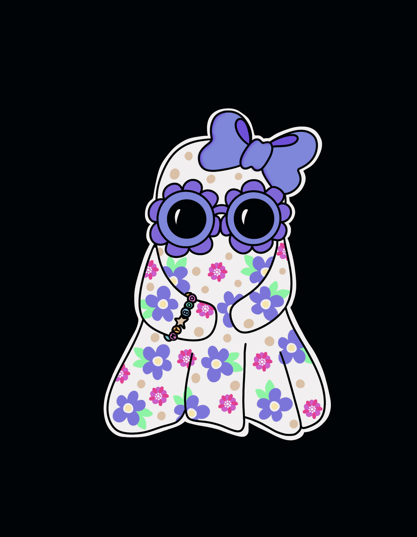 Flower Bedsheet Ghost Sticker