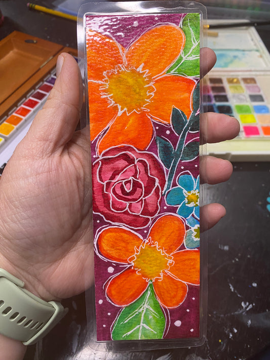 Original Hand painted Watercolor bookmark