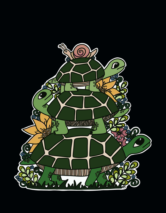 Stacked Turtle Sticker