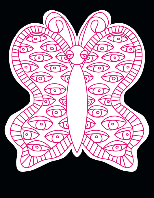 Eye Butterfly Sticker (Pink)