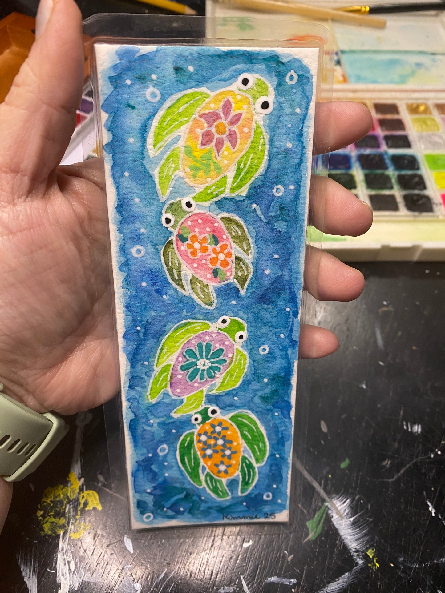 Original hand painted Watercolor Bookmark