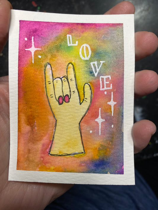 ACEO Love in sign Language