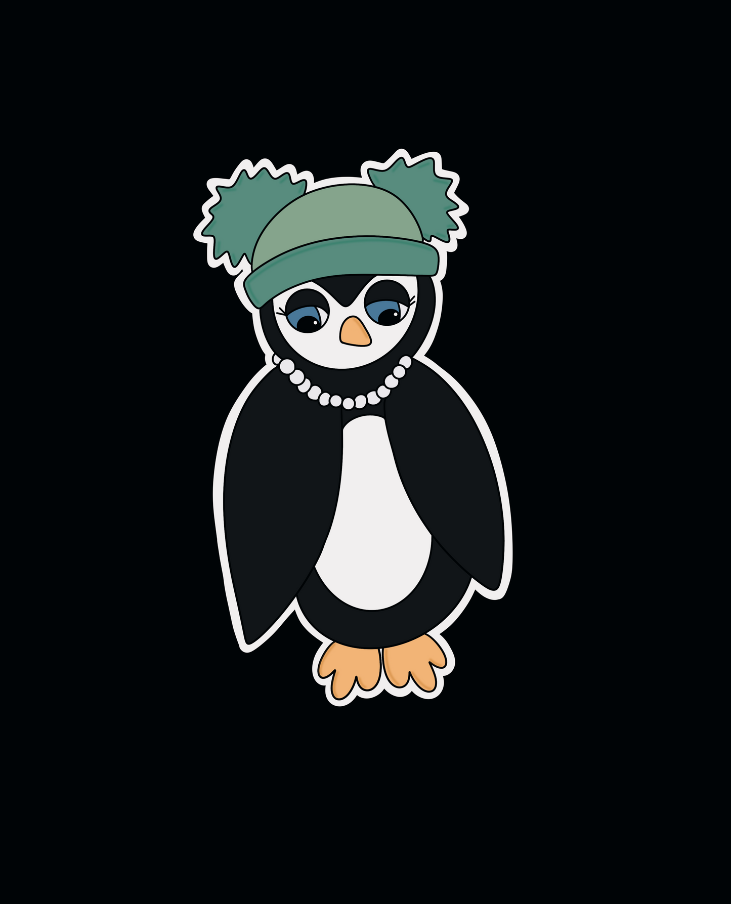 Penguin in pearls sticker